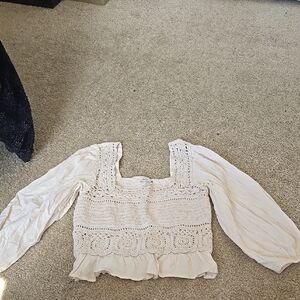 Women's Cream Crochet Top